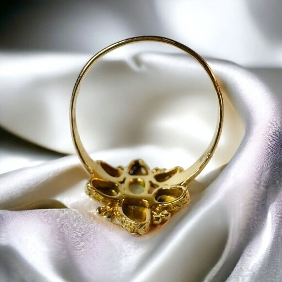 Antique 10k Gold Opal Ring Size 5.75 Victorian Era Flower Ring Leaf Ring 1.6g - Picture 10 of 15